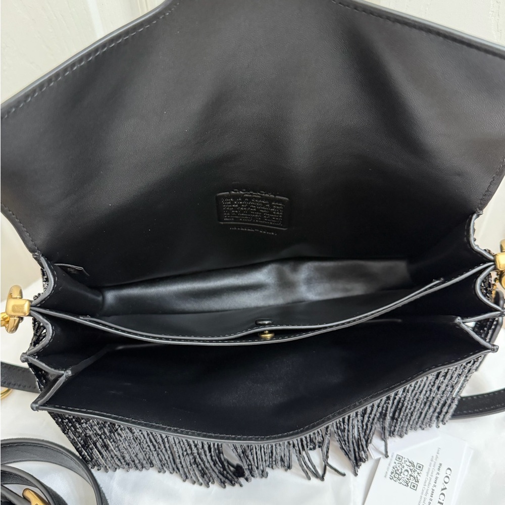 Coach Black Beaded Fringe Tabby - Picture 12 of 13